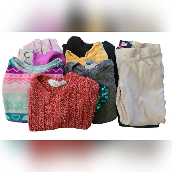Girls 9 Piece Winter Fall Clothing Lot Size 5/6 Small GUC - Picture 1 of 9